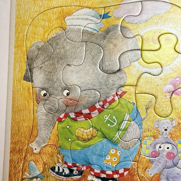 Vintage Little Elephant goes for a walk Golden, Frame Tray Puzzle 1979 Animals - Picture 2 of 6
